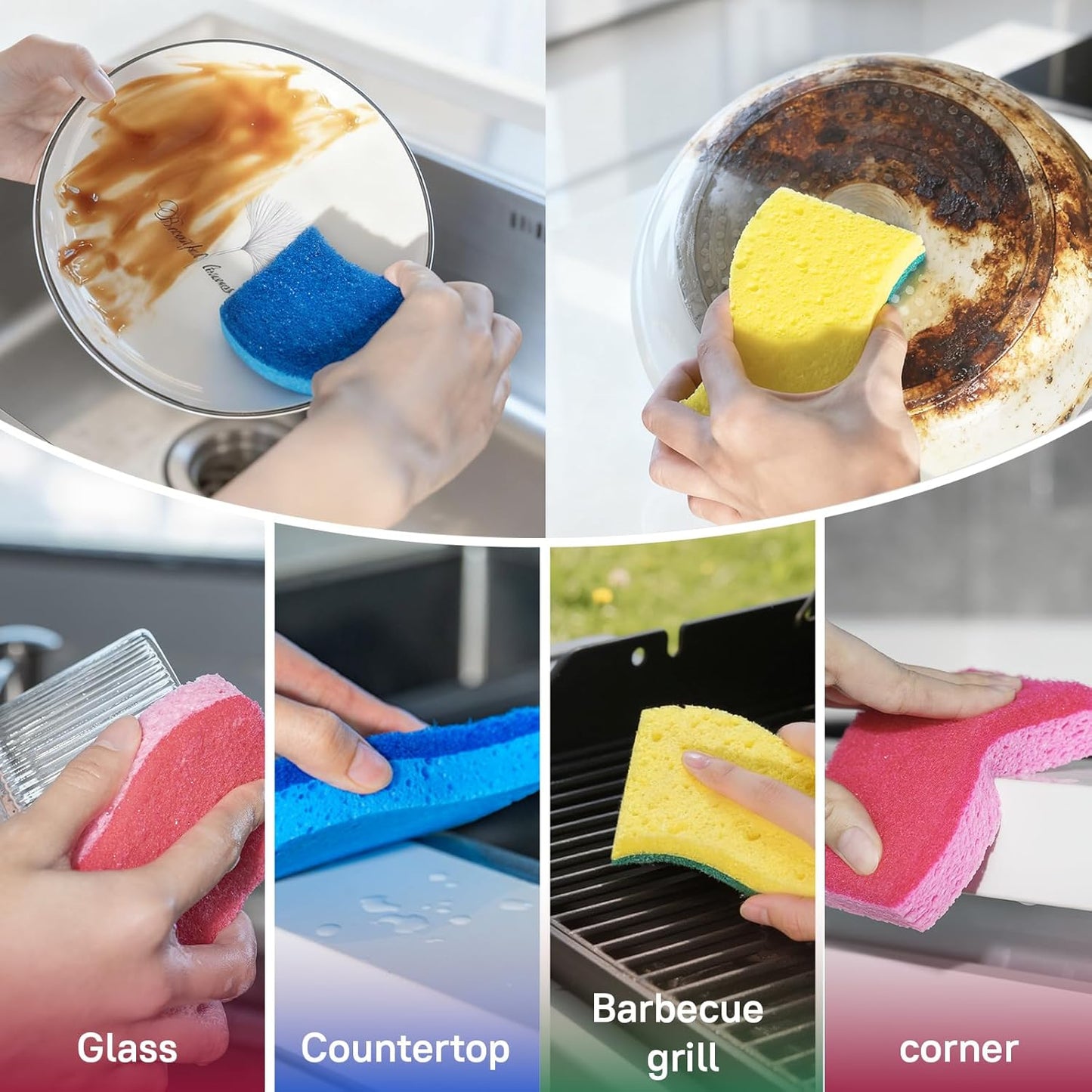 9 Pack Zero Scratch Scrub Sponges, Non-Scratch Dish Scrubbers for Nonstick Pans, Multi-Surface Safe Cleaning Sponges for Kitchen & Bathroom