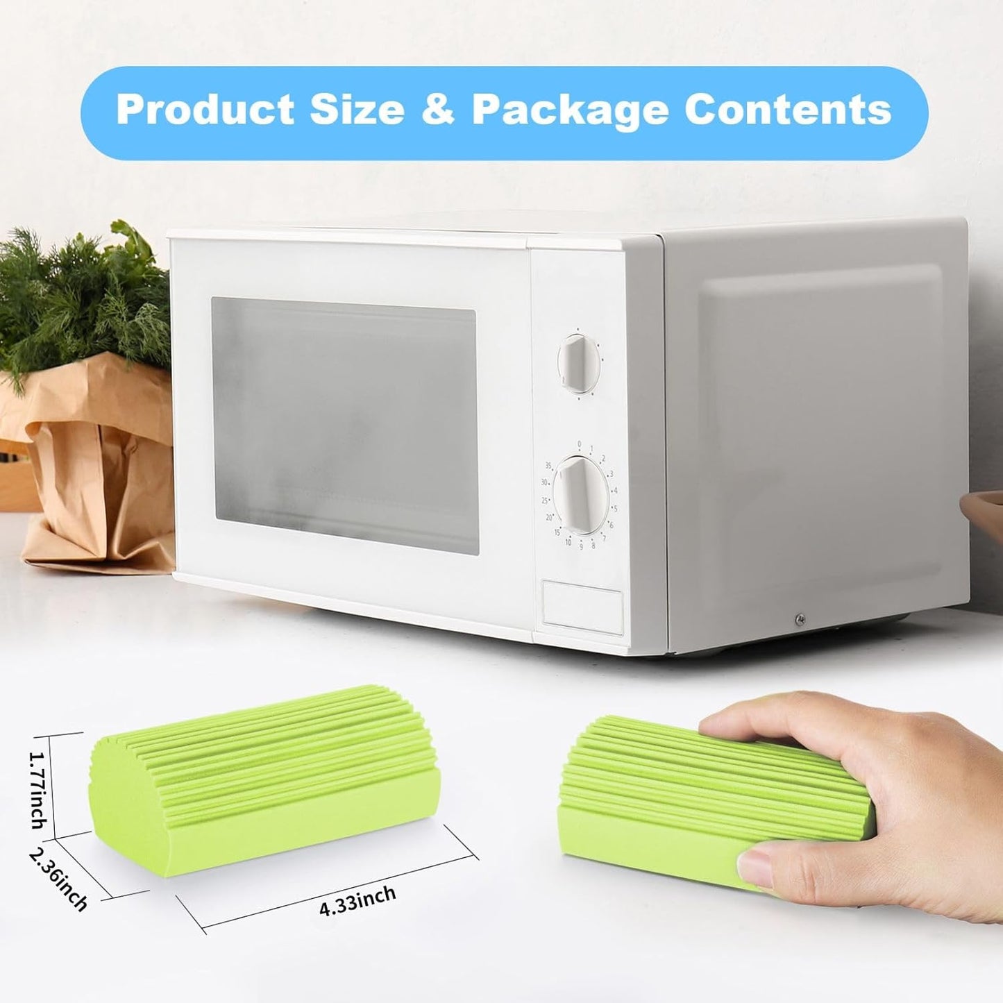 2-Pack Damp Duster Sponge for Clean, Magic Sponge Eraser Baseboard Cleaner Tool, Dusters for Cleaning Blinds, Glass, Vents, Railings, Mirrors,Window Track Grooves and Faucets