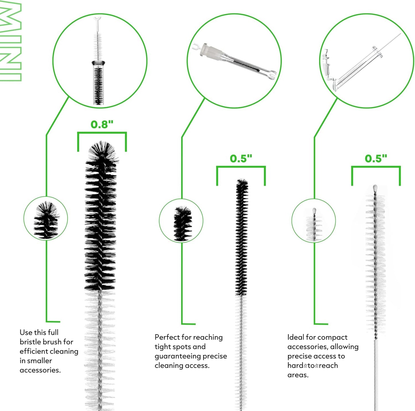 Pipe Perfect Original Cleaning Brush Set – Multi-Size Detail Brushes for Glass, Bottle, Tube & Narrow Openings | Deep Cleaning Kit for Hard-to-Reach Areas | Durable Reusable (Original Pack)
