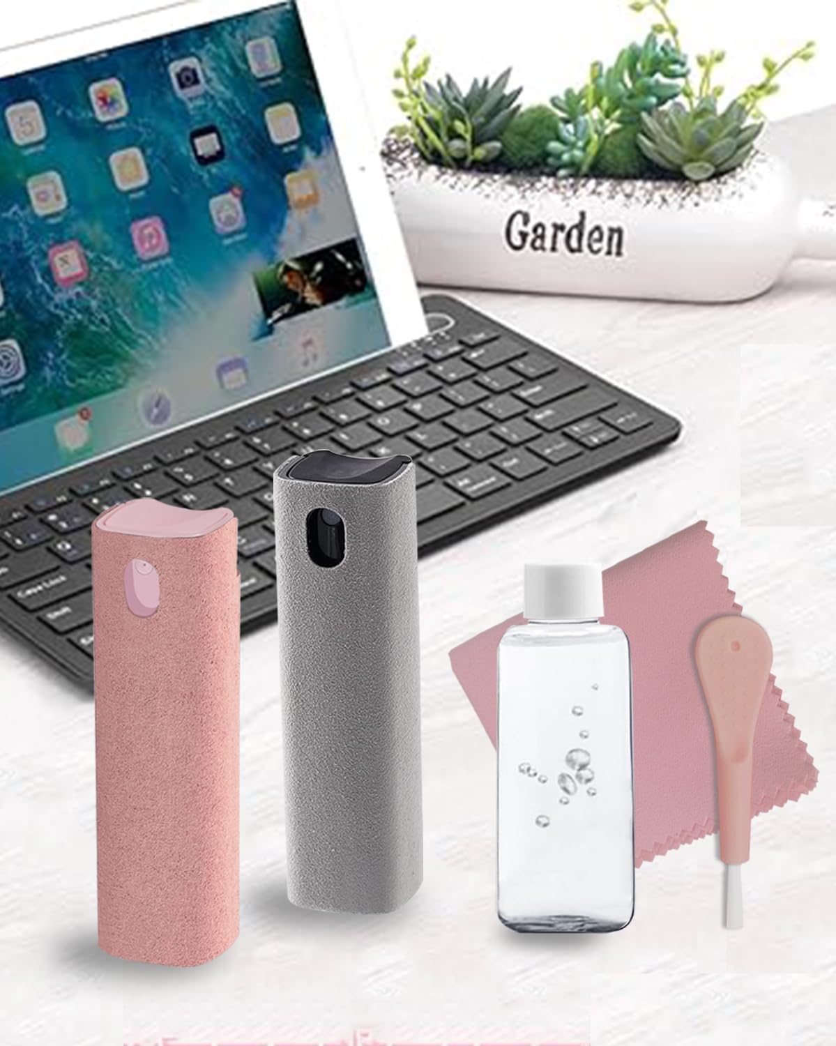 Screen Cleaner Spray and Wipe Touch Screen Cleaner for iPhone iPad Computer Laptop Tablet MacBook Cell Phone Eyeglasses（Pink）