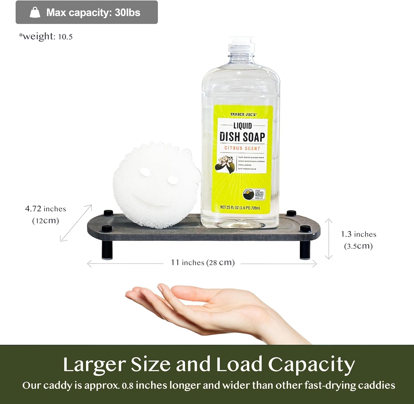 2PCS Water Absorbing Stone Soap Tray for Kitchen Bathroom Sink, Quick Dry Diatomaceous Earth Drying Rack and Shower Caddy, Soap Dispenser and Sponge Holder Organizer for Countertop, TWINKLE MOMENT; Pure White