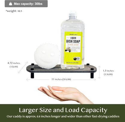 2PCS Water Absorbing Stone Soap Tray for Kitchen Bathroom Sink, Quick Dry Diatomaceous Earth Drying Rack and Shower Caddy, Soap Dispenser and Sponge Holder Organizer for Countertop, TWINKLE MOMENT; Pure White
