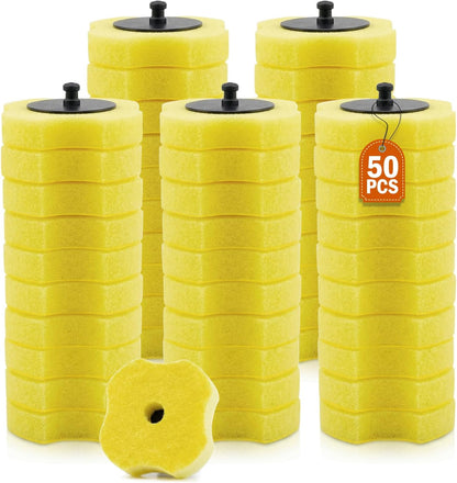 50PC Toilet Bowl Wand Refills, Replacement Heads for Bathroom Washroom Cleaning Pads, Disposable Toilet Brush Refills Lemon Fresh Yellow