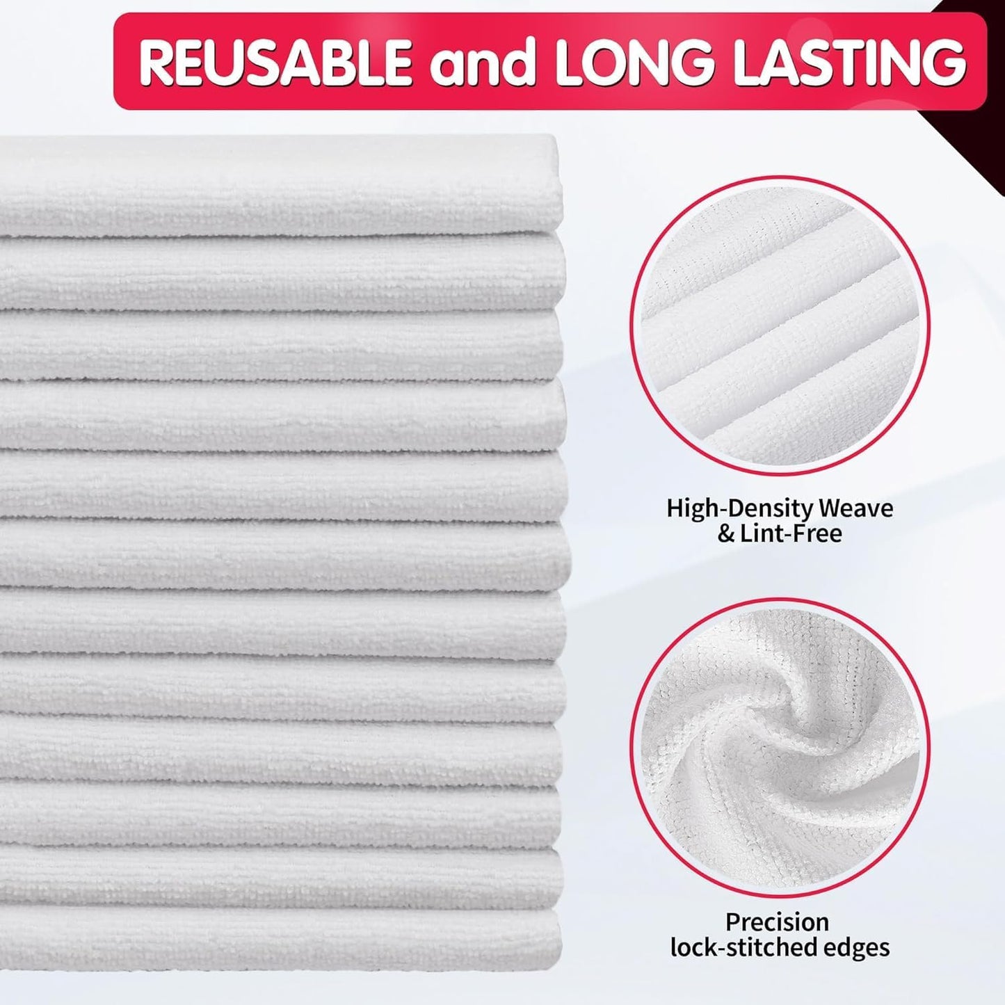 FIXSMITH Microfiber Cleaning Cloth - Pack of 8, Size: 12 x 16 in, Multi-Functional Cleaning Towels, Highly Absorbent Cleaning Rags, Lint-Free, Streak-Free Cleaning Cloths for Car Kitchen Home