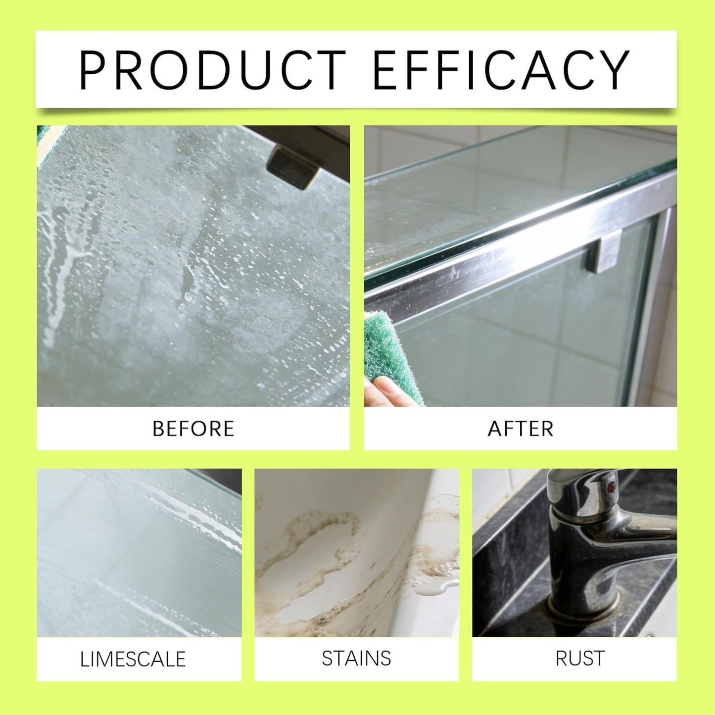 Hard Water Remover, Shower Cleaner for Shower, Glass, Toilet, Water Pipe, Limescale Buildup Remover All-Purpose Bathroom Cleaner for Glass, Shower Doors, Tiles, Toilet, Tub, Sink & Water Pipes