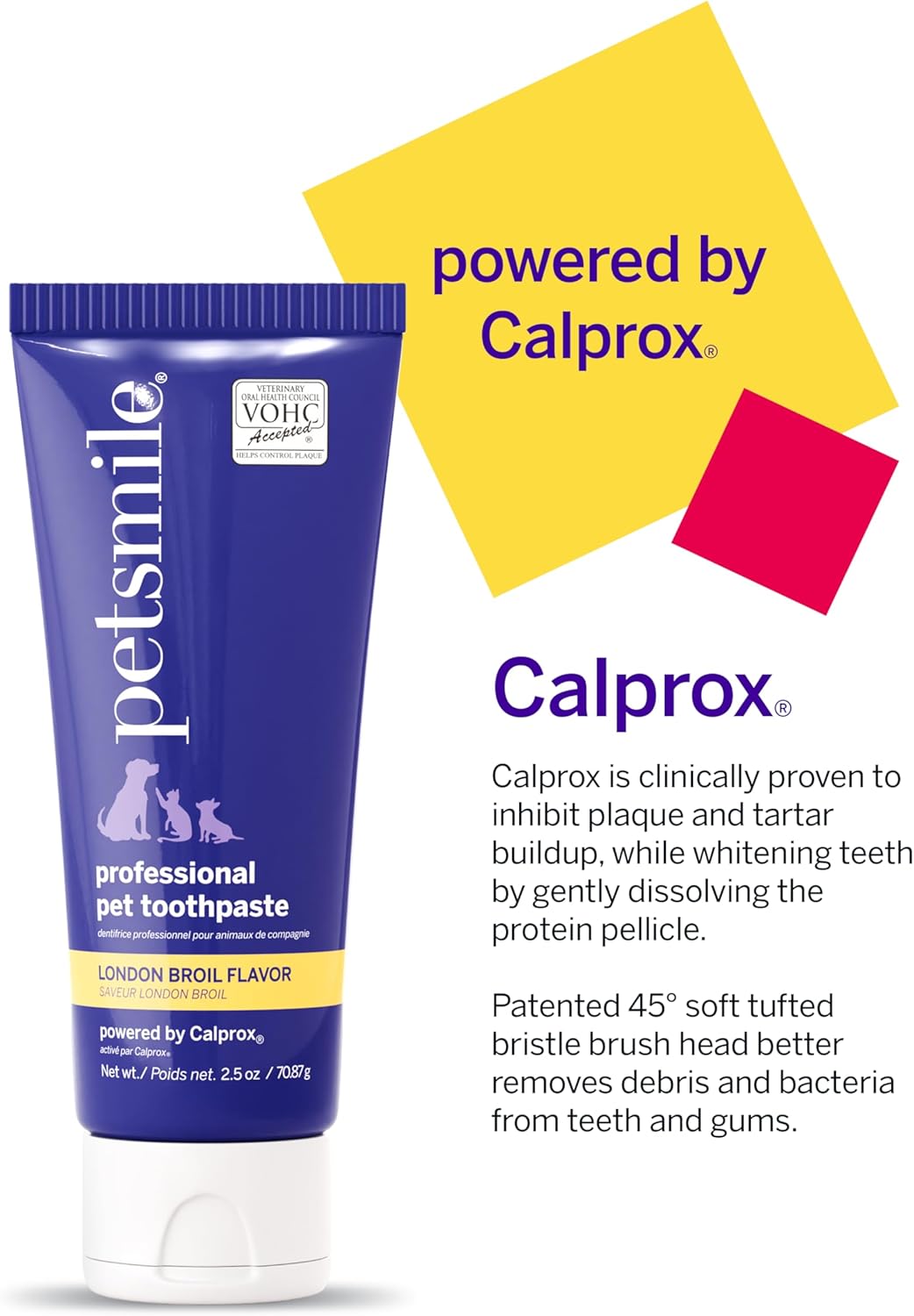 Petsmile Professional Pet Toothpaste for Cats & Dogs - VOHC Accepted Toothpaste - Clinically Proven to Control Plaque & Tartar Calprox Formula (London Broil, 4.2 Oz)