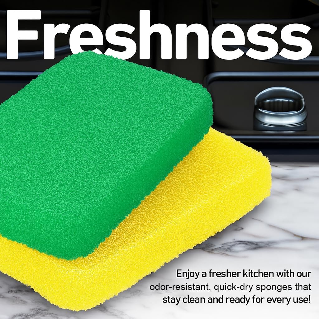 Casanero 6 Pack Silicone Dish Sponges, Heavy Duty Non Scratch Sponges for Dishwashing, Reusable Household Cleaning Sponges for Kitchen, Countertop, Bathroom, Non Stick Cookware or Car