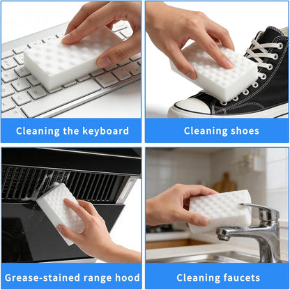 Cleaning Eraser Sponges, 11-Pack, Extra-Durable Melamine Foam Pads for Wall, Kitchen, Bathroom, Shower, Floor – All-Purpose Scrub Blocks, White, 4 x 2.35 x 0.79 in, Multi-Surface Cleaner