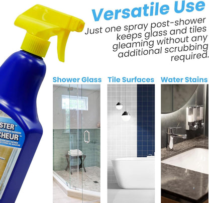 SURF PRO Shower Glass Door Cleaner – Shower Buster Spray for Soap Scum & Hard Water Stains – No Scrub Bathroom Cleaner for Glass, Tile, Chrome, Ceramic, RV and Septic Safe (500ml / 16.9oz)