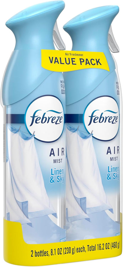 Febreze Air Mist Air Freshener Spray, Odor-Fighting Room Spray, Air Fresheners for Home and Bathroom and Kitchen, Aerosol Can, Downy April Fresh Scent, 8.8oz (Pack of 2)