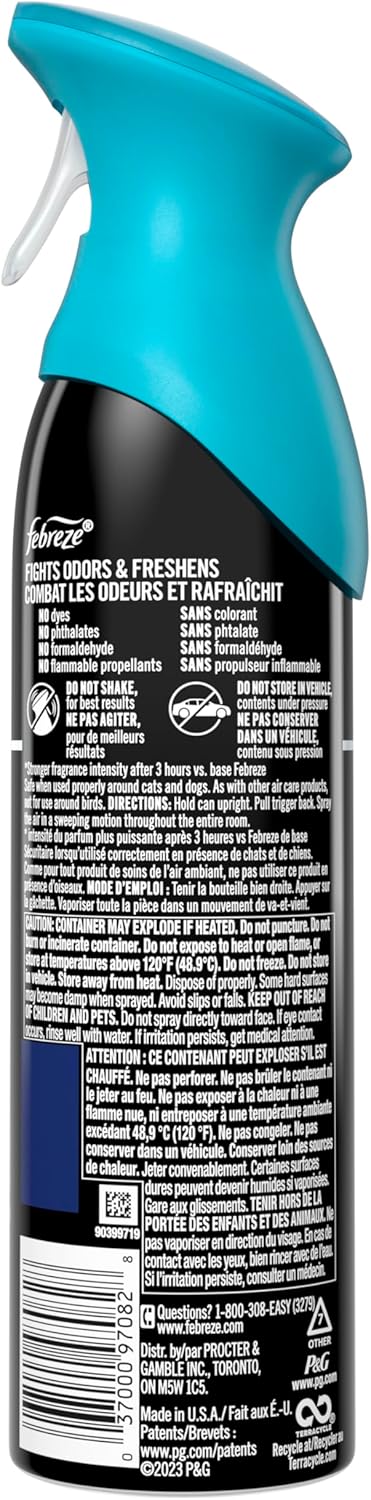 Febreze Air Mist Air Freshener Spray, Odor-Fighting Room Spray, Air Fresheners for Home and Bathroom and Kitchen, Aerosol Can, Unstopables Fresh Scent, Multicolor, 8.8oz (Pack of 3)