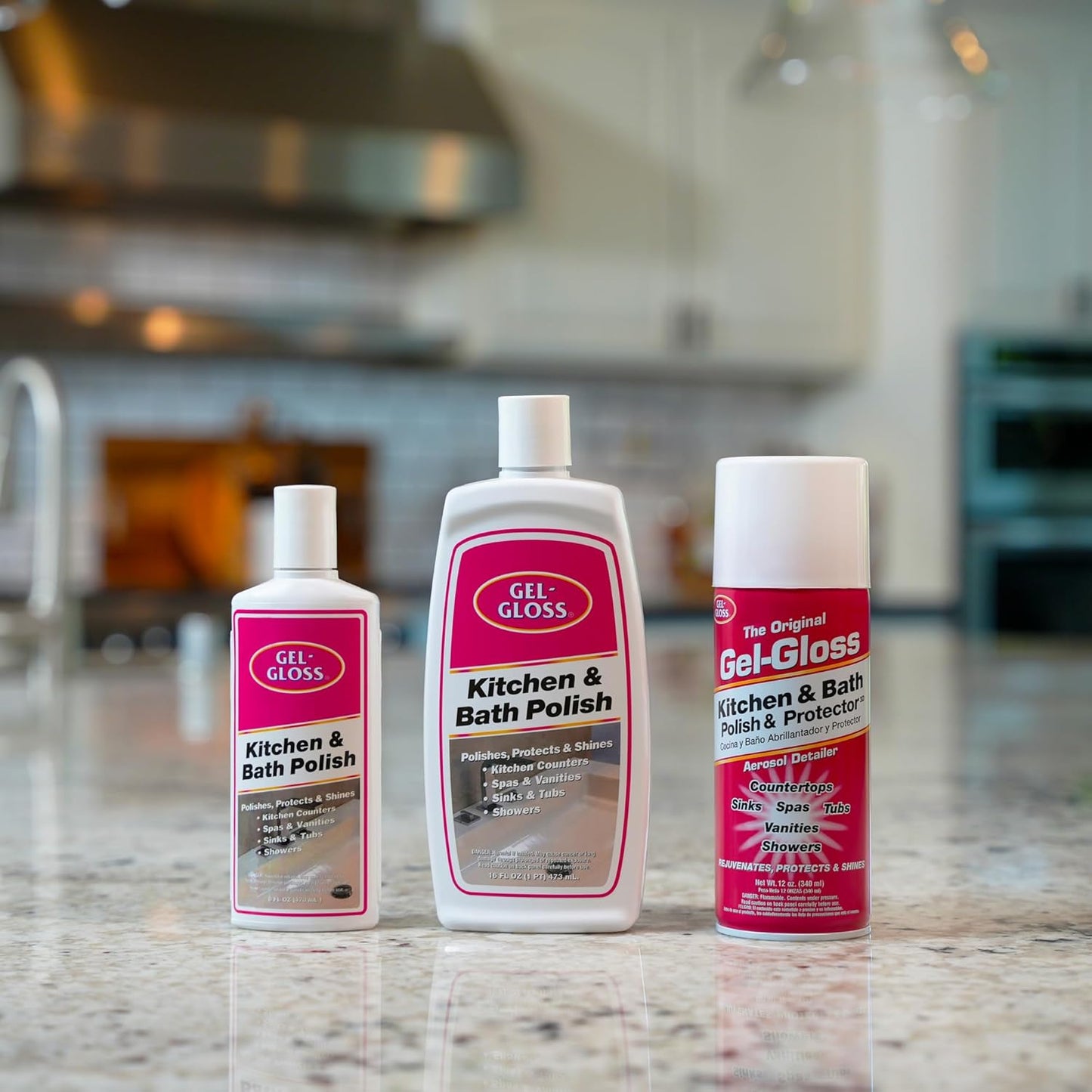 Gel-Gloss Kitchen & Bath Polish Aerosol | Carnauba Cleaner Wax Formulation | Removes Water Spots, Light Scratches & Stains | Restores Color & Shine | Carnauba Wax Protective Coating, 12 oz.