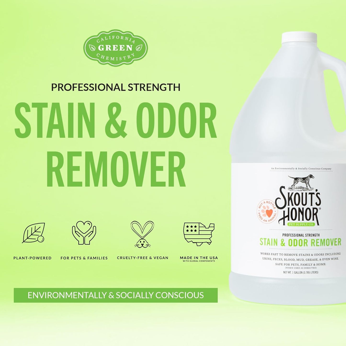 SKOUT'S HONOR Severe Mess Stain & Odor Eliminator, Powerful Stain Remover and Carpet Cleaner for Tough Dog Messes, Eco-Friendly Carpet Deodorizer, Cleaning Spray and Poop Spray, 35 oz