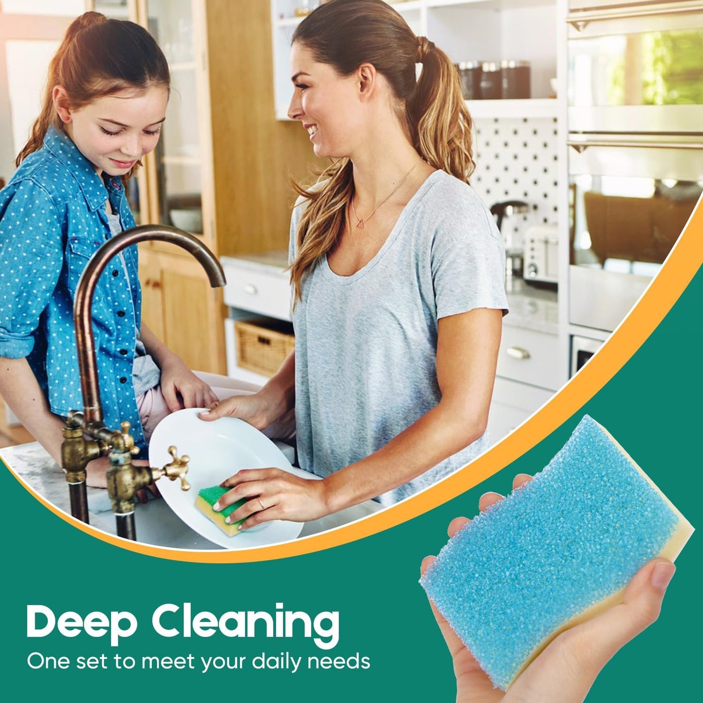 LAUNDRYLUX Scrub Sponge, Dual-Sided Temperature-Responsive Scrubber - Non-Scratch - Multipurpose Dish Sponges for Kitchens, Bathrooms, and Outdoor Use - 3 Pack