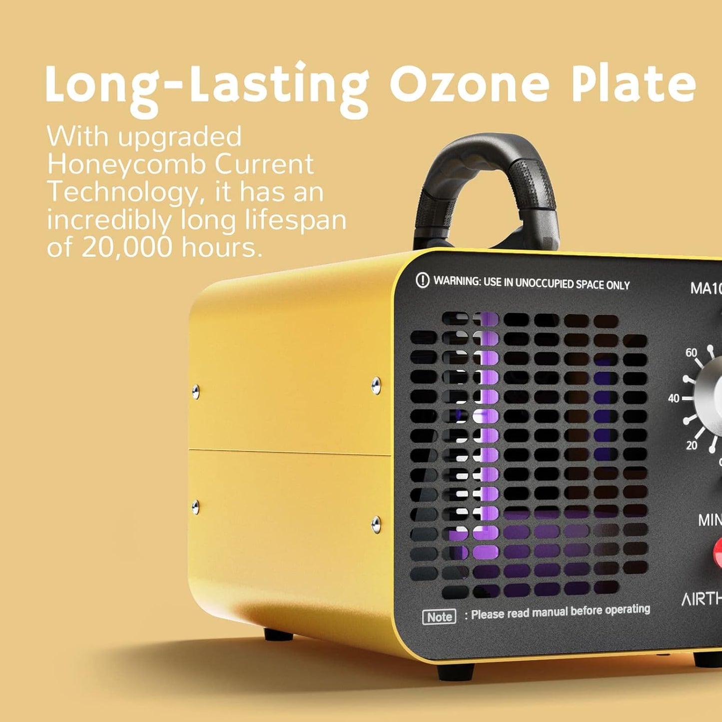 Airthereal MA10K-PRO SMART WiFi Ozone Generator - High Ozone Output Capacity Ozonator- Odor Remover, Deodorizer, Sterilizer - Adjustable Output and Timer Settings for Any Size Room - Black