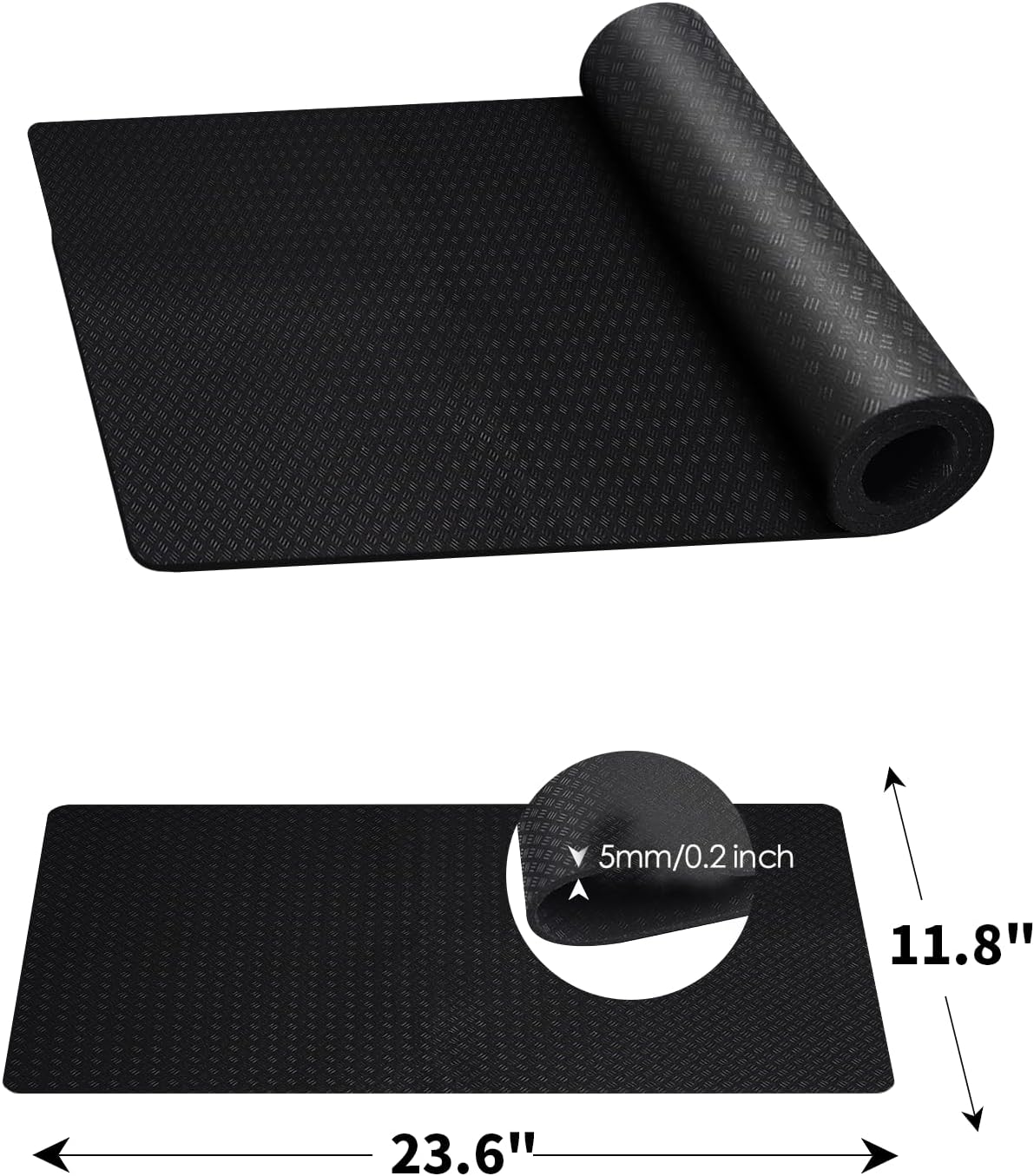 Stepwaver 2 Pack Double Non-Slip Workout Mat for Ellipse Leg Exerciser, 23.6" × 11.8" 0.2" Thick Ellipse Machine Mat, Exercise Mats for Under Desk Ellipticals