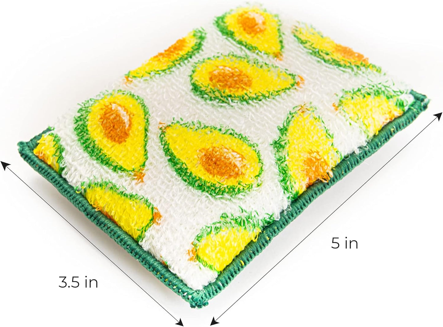 Smart Design Heavy Duty Scrub Sponge with Bamboo Odorless Rayon Fiber - Set of 9 - Ultra Absorbent - Soft & Metallic Scrub - Cleaning Dishes & Hard Stains - Kitchen - Pineapple, Citrus, Avocado Prints