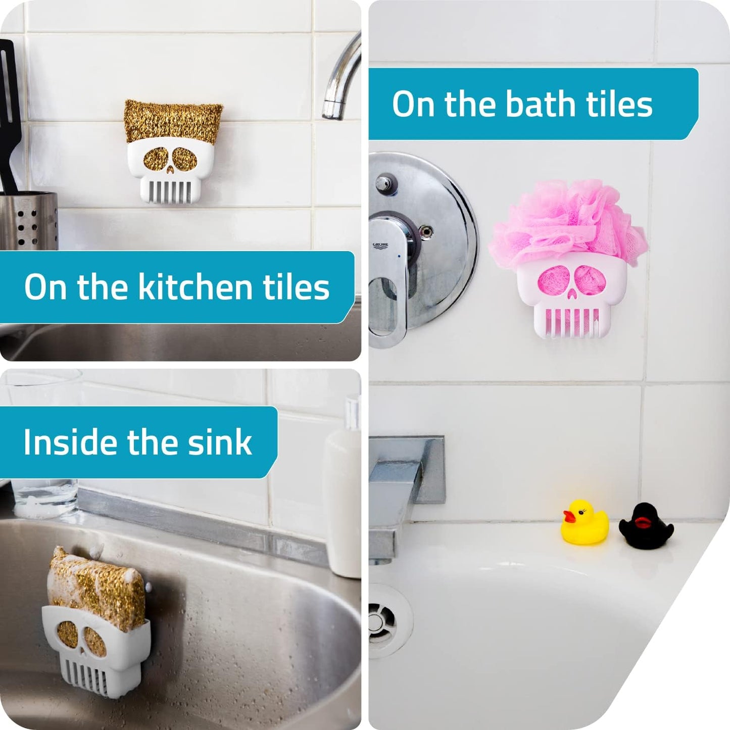 PELEG DESIGN Yogi Sponge Holder, Cute Plastic Sponge Holder for Kitchen Sink with Suction Cup,Dish Sponge Caddy Holder,Dries All Types of Sponges - Sponge Included