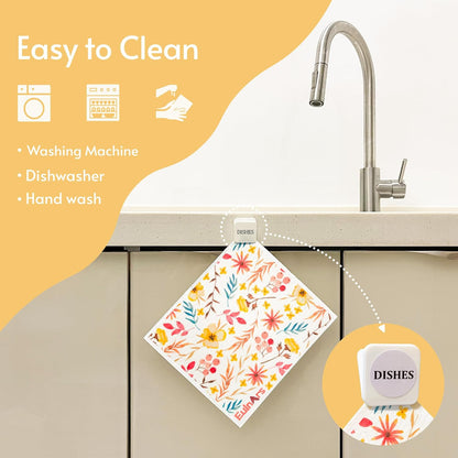 Eulnars Swedish Dishcloths for Kitchen, 8 Pack Reusable Paper Towels with Clips, Non-Scratch Swedish Kitchen Towels, Super Absorbent Cellulose Sponge Cloths, Dishwasher Safe, No Odor