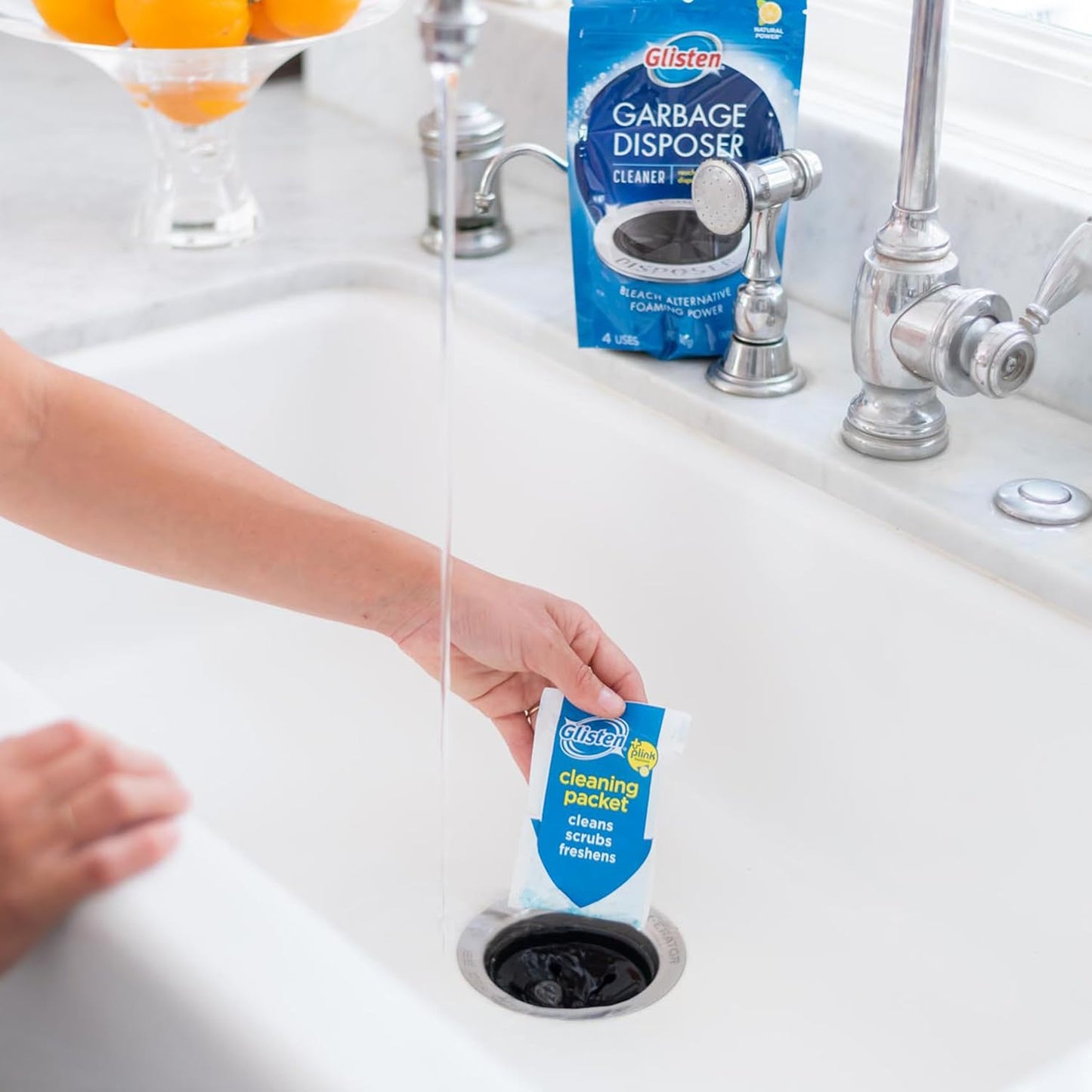 Glisten Garbage Disposer Cleaner, Lemon, 4.9 Oz, 4 Count (Pack of 2)