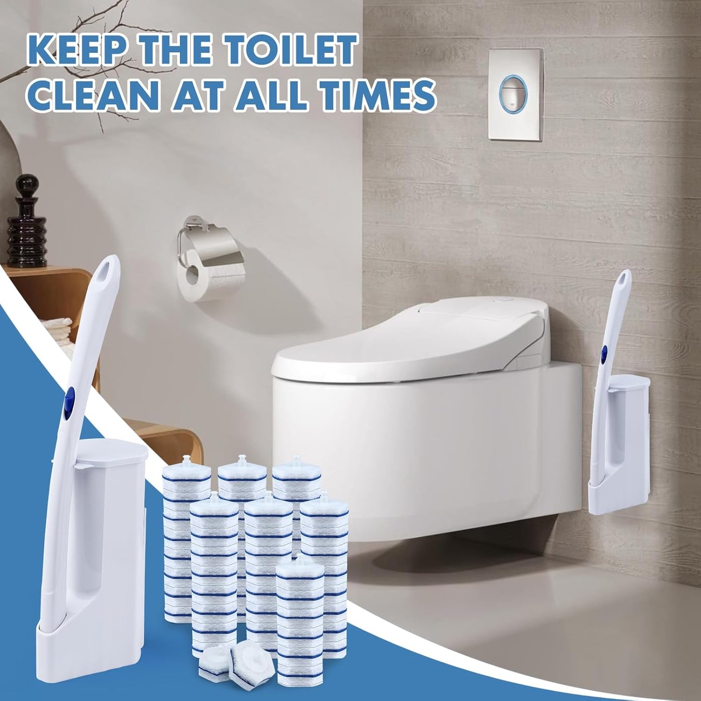 Compatible with Clorox Toilet Wand – Disposable Toilet Brush Head Refills (40 Count)