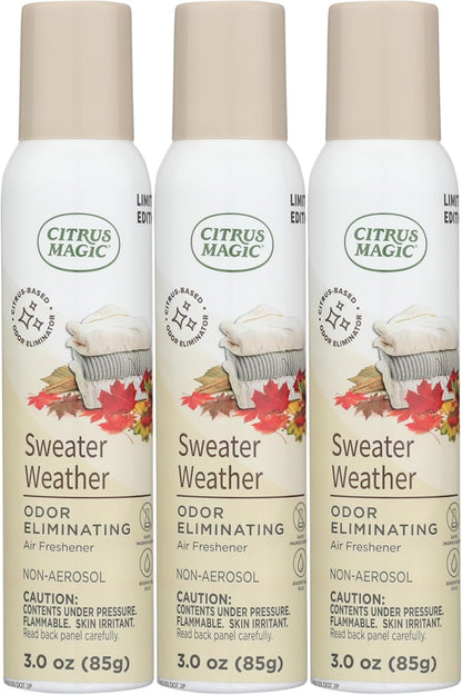 Citrus Magic Limited Edition Natural Odor Eliminating Air Freshener Spray, Orange Spice Cider, 3-Ounce, Pack of 3