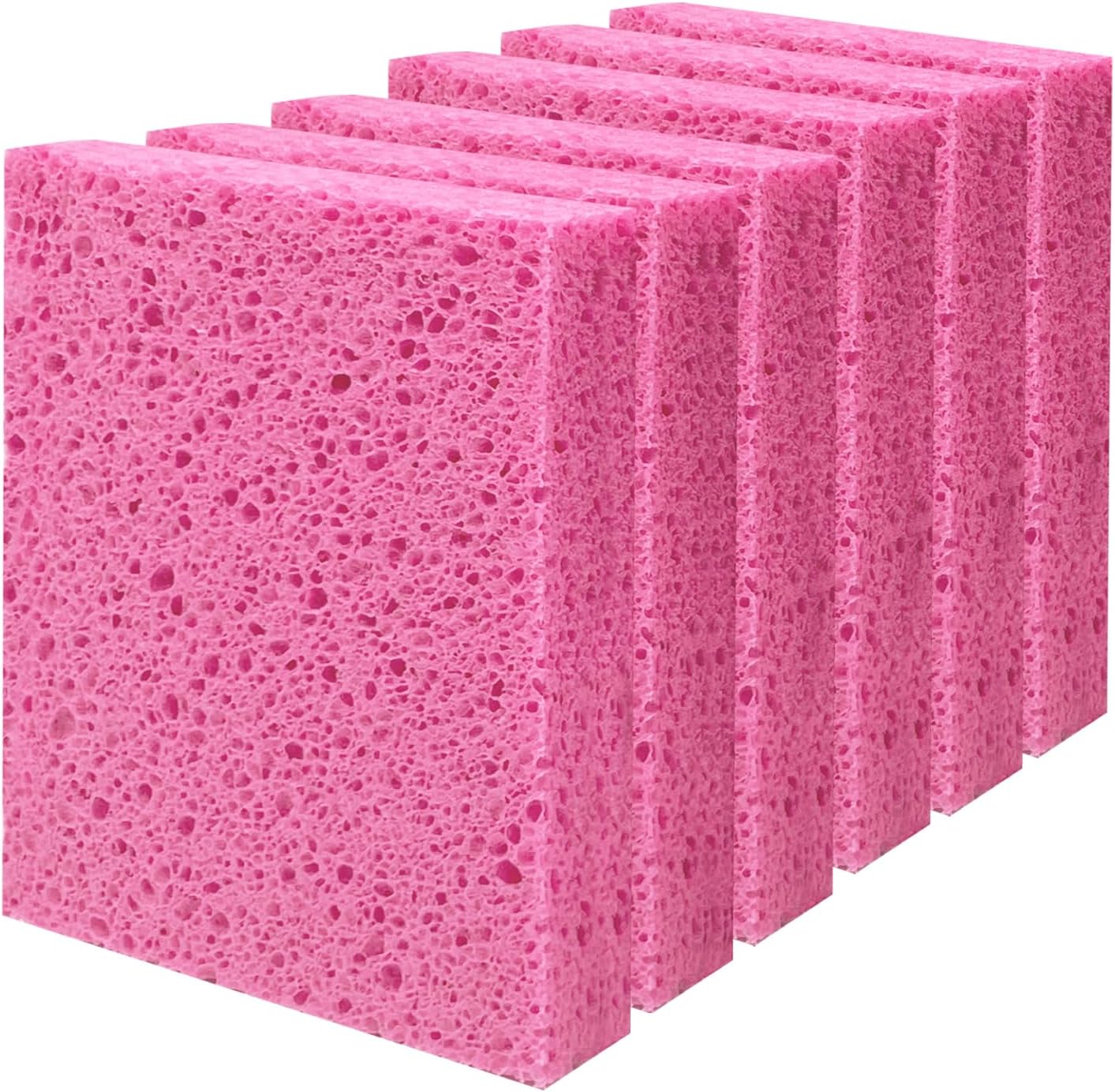 Cellulose Sponges, Large Size 4" x 6" x 1" - Heavy Duty Scrub Kitchen Sponge, Clean Tough Messes Without Scratching Kitchen Cleaning Pads, Pop Up Eco DIY (6 Pack), Green