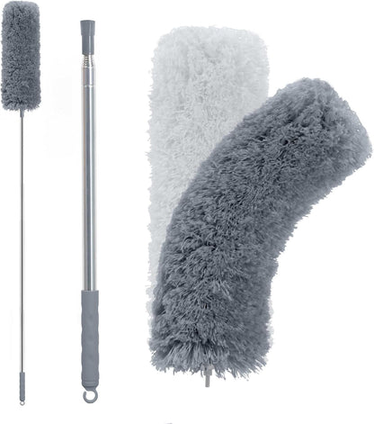 BOOMJOY Microfiber Feather Duster with 100 inches Extension Pole, Dusters for Cleaning High Ceiling, Fan, Blinds, Furniture