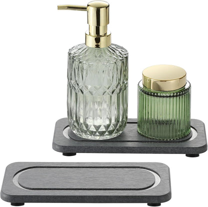 Fast Water Absorption Sink Organizer Tray Set, 3-Pack Compact and Space-Saving Stone Soap Holder Caddy for Kitchen & Bathroom Counter, Faucet Splash Guard, White (1pc of 8"x3.8" + 2pcs of 3.8"x3.8")