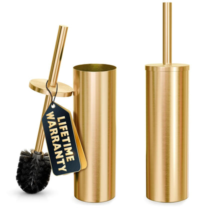 Stylish Stainless Steel Toilet Brush and Holder Set - Silver Toilet Bowl Brush and Holder with Splash Cover, Sturdy Bristles, Corrosion & Scratch Resistant - Elegant Design, Effective Deep Cleaning