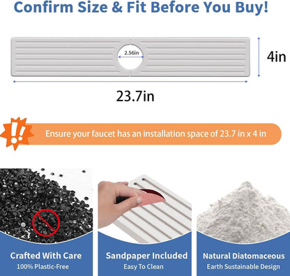 Stone Faucet Mat for Kitchen Sink, Water Absorbing Sink Water Splash Guard, Fast-Drying Kitchen Sink Faucet Mat, Durable Protector and Stone Drying Mat for Kitchen Counter & Bathroom Sink