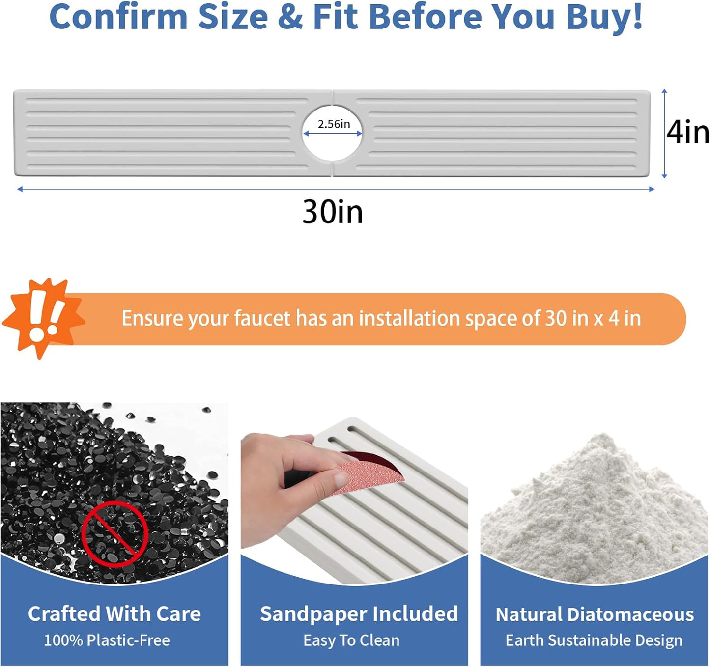 Stone Faucet Mat for Kitchen Sink, Water Absorbing Sink Water Splash Guard, Fast-Drying Kitchen Sink Faucet Mat, Durable Protector and Stone Drying Mat for Kitchen Counter & Bathroom Sink