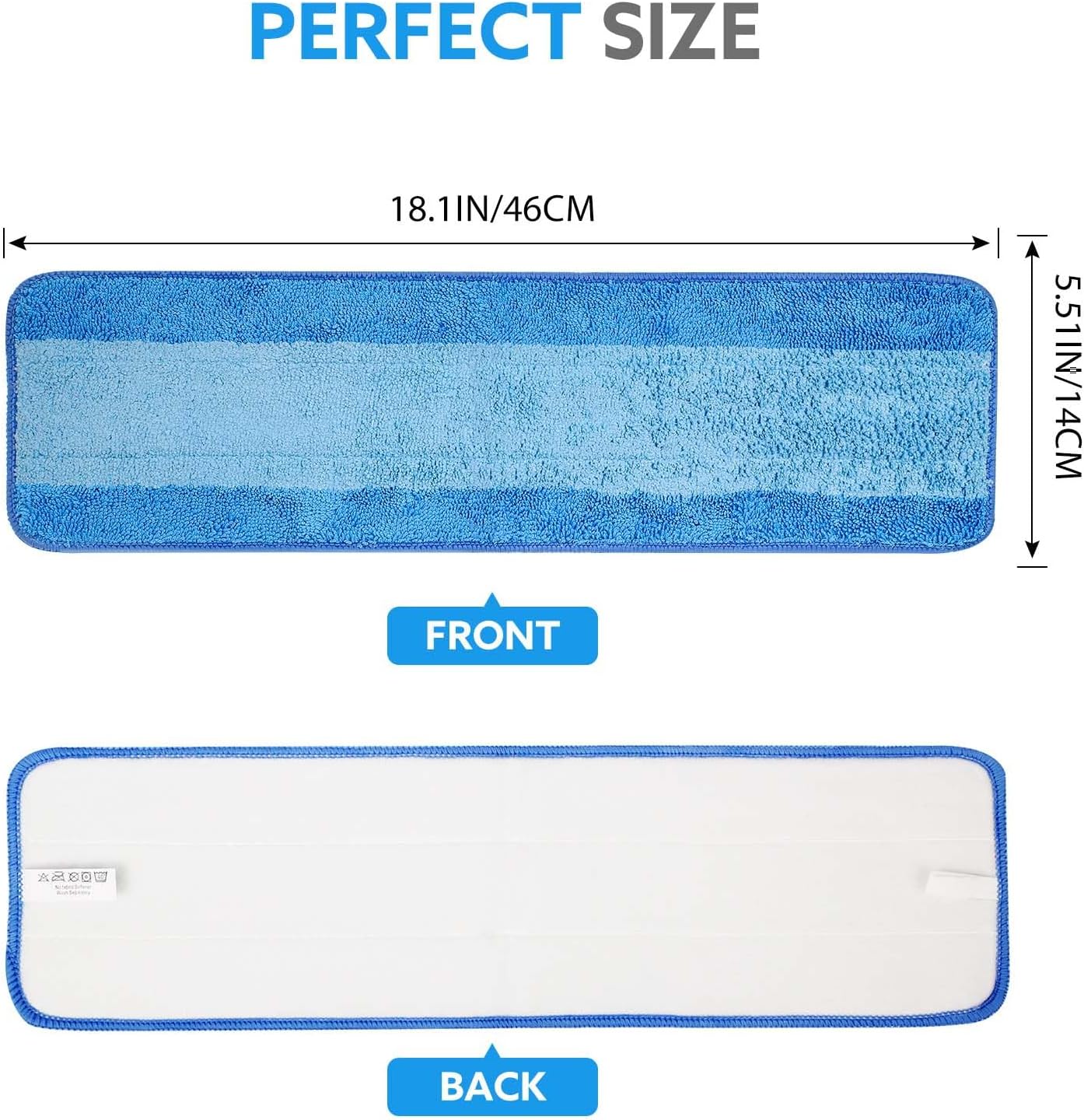 wlich 4-Pack Microfiber Cleaning Pads, 18-Inch Microfiber Mop Pads Compatible with Bona Mop, Washable and Reusable Mop Pad Refills for Hardwood Tile Laminate Floors