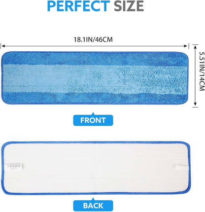 wlich 4-Pack Microfiber Cleaning Pads, 18-Inch Microfiber Mop Pads Compatible with Bona Mop, Washable and Reusable Mop Pad Refills for Hardwood Tile Laminate Floors