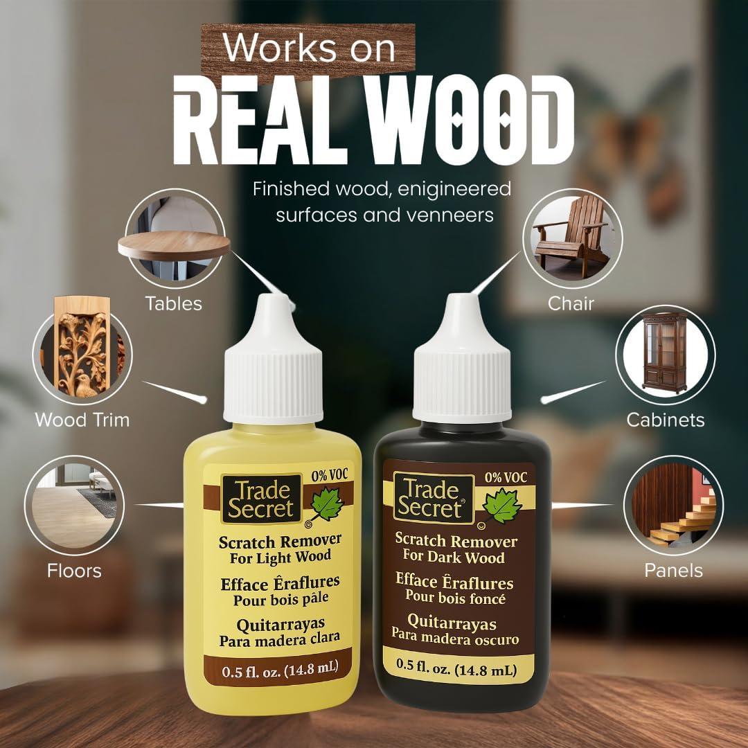 Trade Secret Scratch Concealer for Real Wood Furniture & Floors – Restores Dark Wood Scratch, Covers Nicks, Scuffs & Dogs, Cats Scratches, Marks, Minor Defects