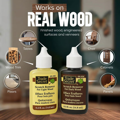 Trade Secret Scratch Concealer for Real Wood Furniture & Floors – Restores Dark Wood Scratch, Covers Nicks, Scuffs & Dogs, Cats Scratches, Marks, Minor Defects