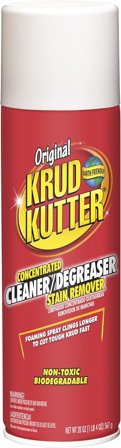 Krud Kutter Original Cleaner Degreaser Aerosol, 20 oz, Heavy Duty Spray for Grease, Oil and Tough Stains, All Purpose Multi Surface Cleaner for Kitchen, Garage, Tools and Equipment