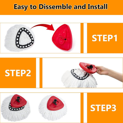 5-Pack Spin Mop Replacement Heads, 100% Microfiber Spin Mop Refills Heads for Easy Wring, 360°Micro Replacement Mop Head for Easy House Cleaning Floor Mopping - (White)