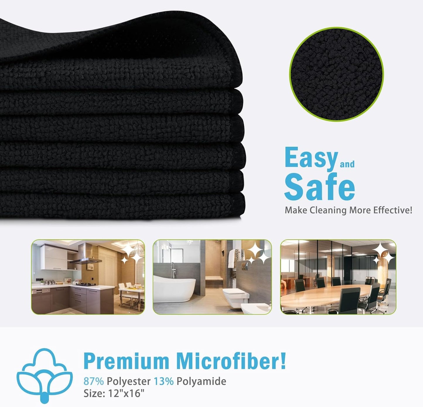 AIDEA Microfiber Cleaning Cloth-50PK, Soft Microfiber Towels for Cars, Absorbent Cleaning Rags, Lint-Free Streak-Free Wash Cloths for House, Kitchen, Window(12in.x12in)