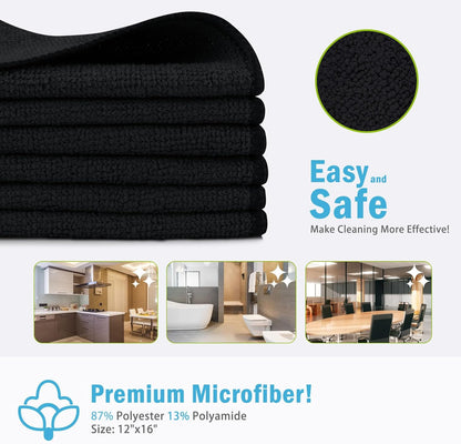 AIDEA Microfiber Cleaning Cloth-50PK, Soft Microfiber Towels for Cars, Absorbent Cleaning Rags, Lint-Free Streak-Free Wash Cloths for House, Kitchen, Window(12in.x12in)