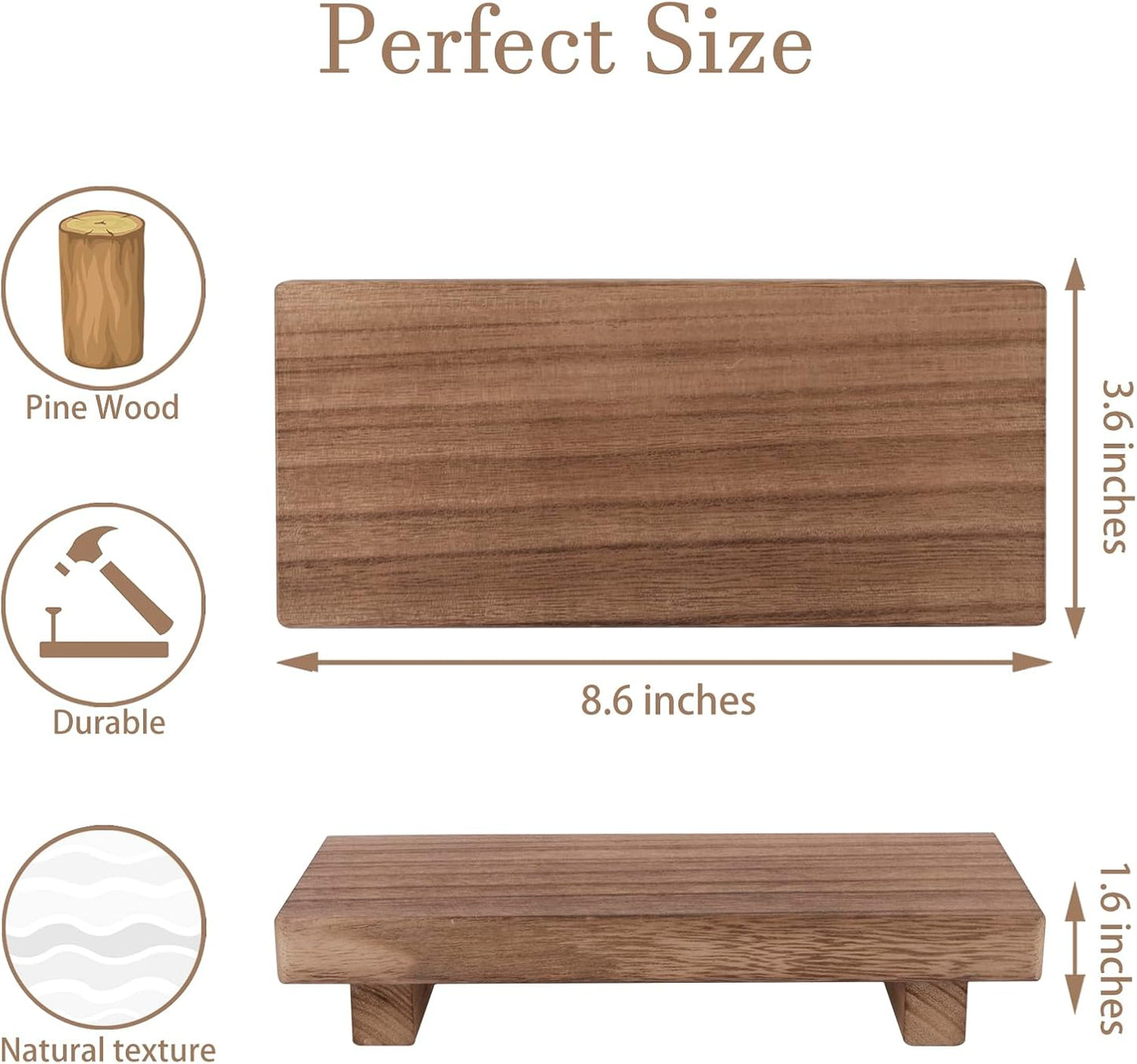 zoocatia Small Wood Tray Pedestal Stand Farmhouse Bathroom Decor Decorative Wooden Riser Kitchen Soap Dish Holder for Vanity, Counter, Sink, 9" x 5.9" - Black