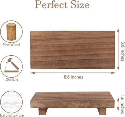zoocatia Small Wood Tray Pedestal Stand Farmhouse Bathroom Decor Decorative Wooden Riser Kitchen Soap Dish Holder for Vanity, Counter, Sink, 9" x 5.9" - Black