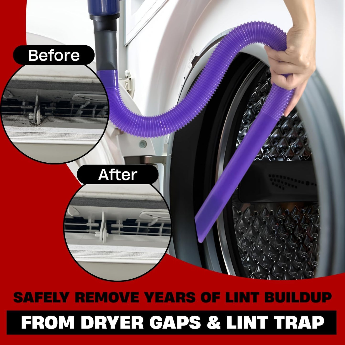 For Shark Navigator, Rotator & Rocket Vacuums: Flexible Crevice Tool for Hard to Reach Places, Dryer Vent Vacuum Attachment (Replacement Attachment Kit)