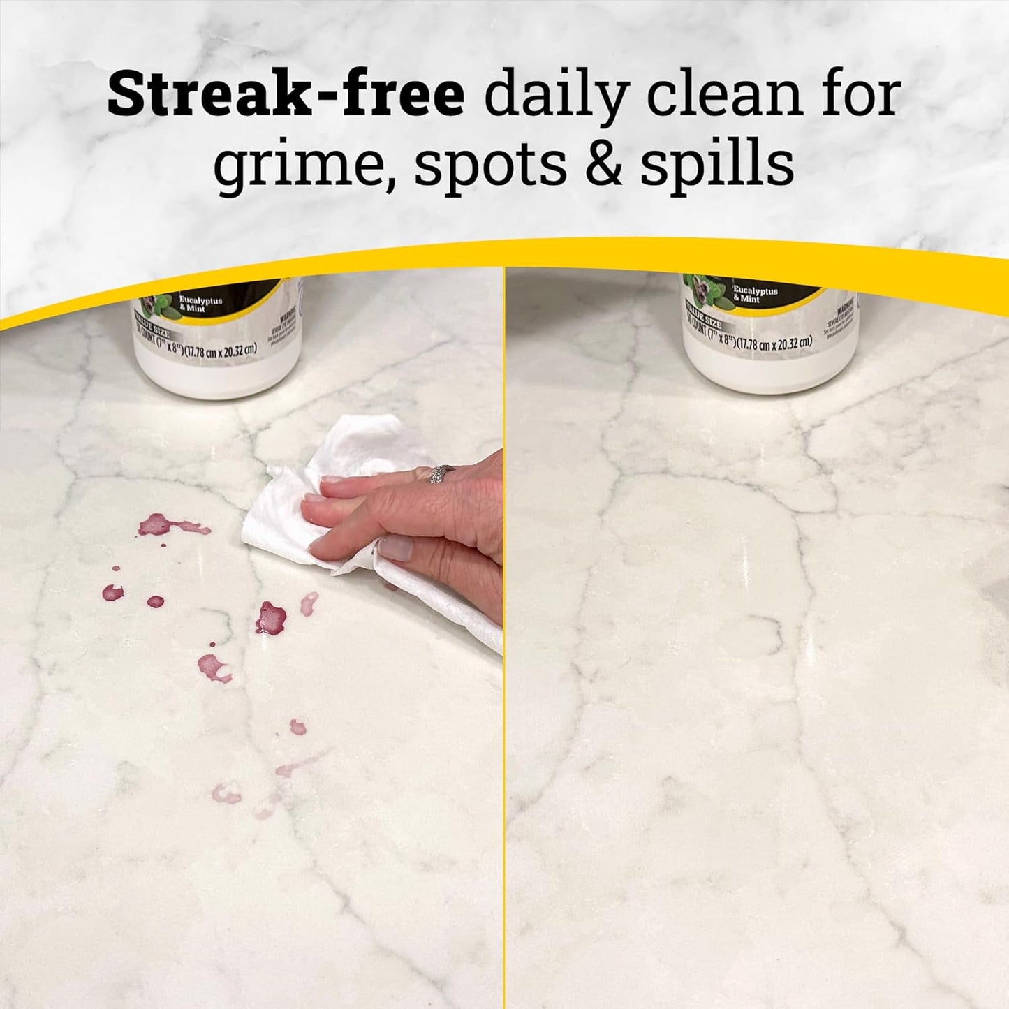 Zep Home Pro Counter & Stone Wipes 50 count - R59212 - Streak-free daily clean for grime, spots and spills