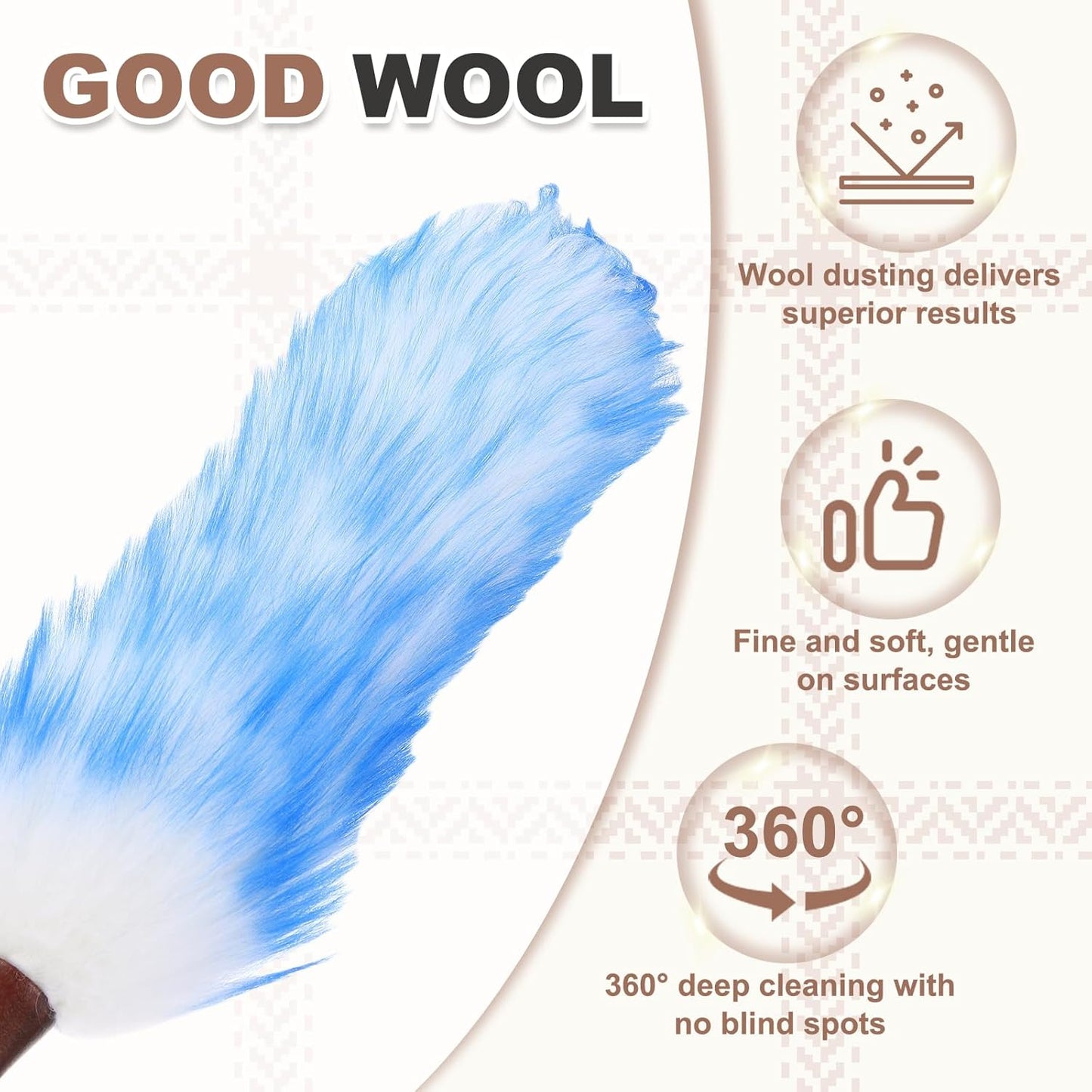 uxcell Wool Duster, 14.2" Natural Feather Cleaner Household Cleaning Duster with Solid Wooden Handle for Cleaning Fans Window Blinds Shelves Furniture, Pink