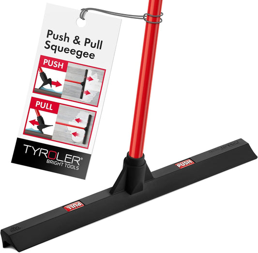 Tyroler Floor Squeegee for Concrete Floors, 17" Heavy Duty Squeegee for Floor, Squeegees Broom for Floors with 55" 4 Part Handle Perfect for Tiles, Marble, Garage, Deck, Patio, Bathroom, Shower