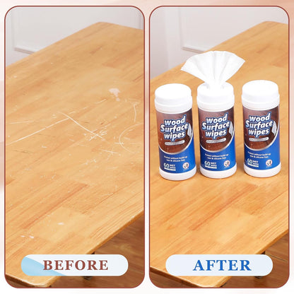 Threlaco 3 Pack 180 Count Wood Surfaces Wipes Wood Cleaner and Polish Wipes Furniture Floor Wet Cabinet Cleaner for Kitchen Bathroom Furniture Floors Cabinet Cleaning
