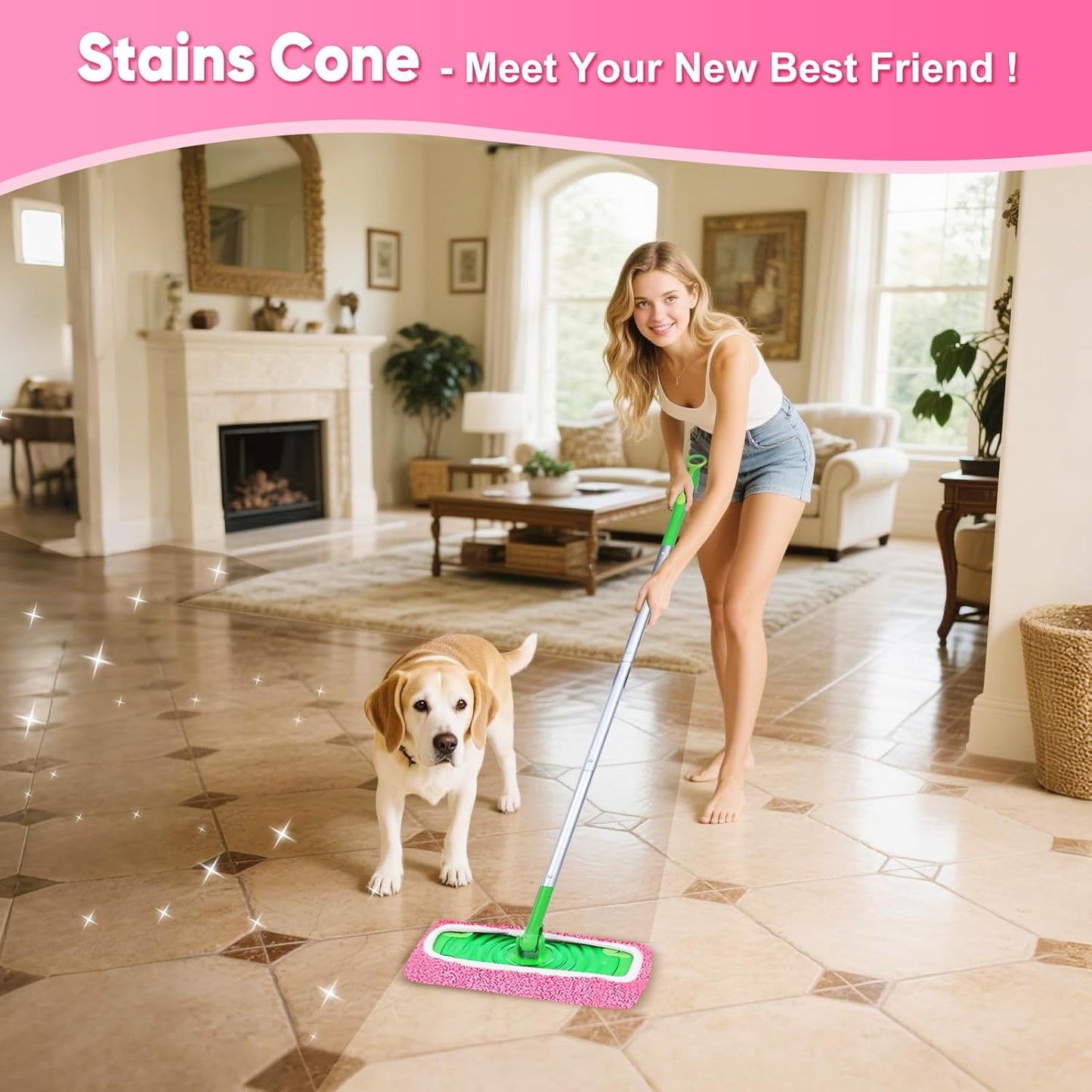 6-Pack Reusable Mop Pads Compatible with Sweeper Mop - 100% Coral Fleece Washable Refills - Microfiber Dry & Wet Sweeping Cloths for Multi-Surface/Hardwood Floor Cleaning