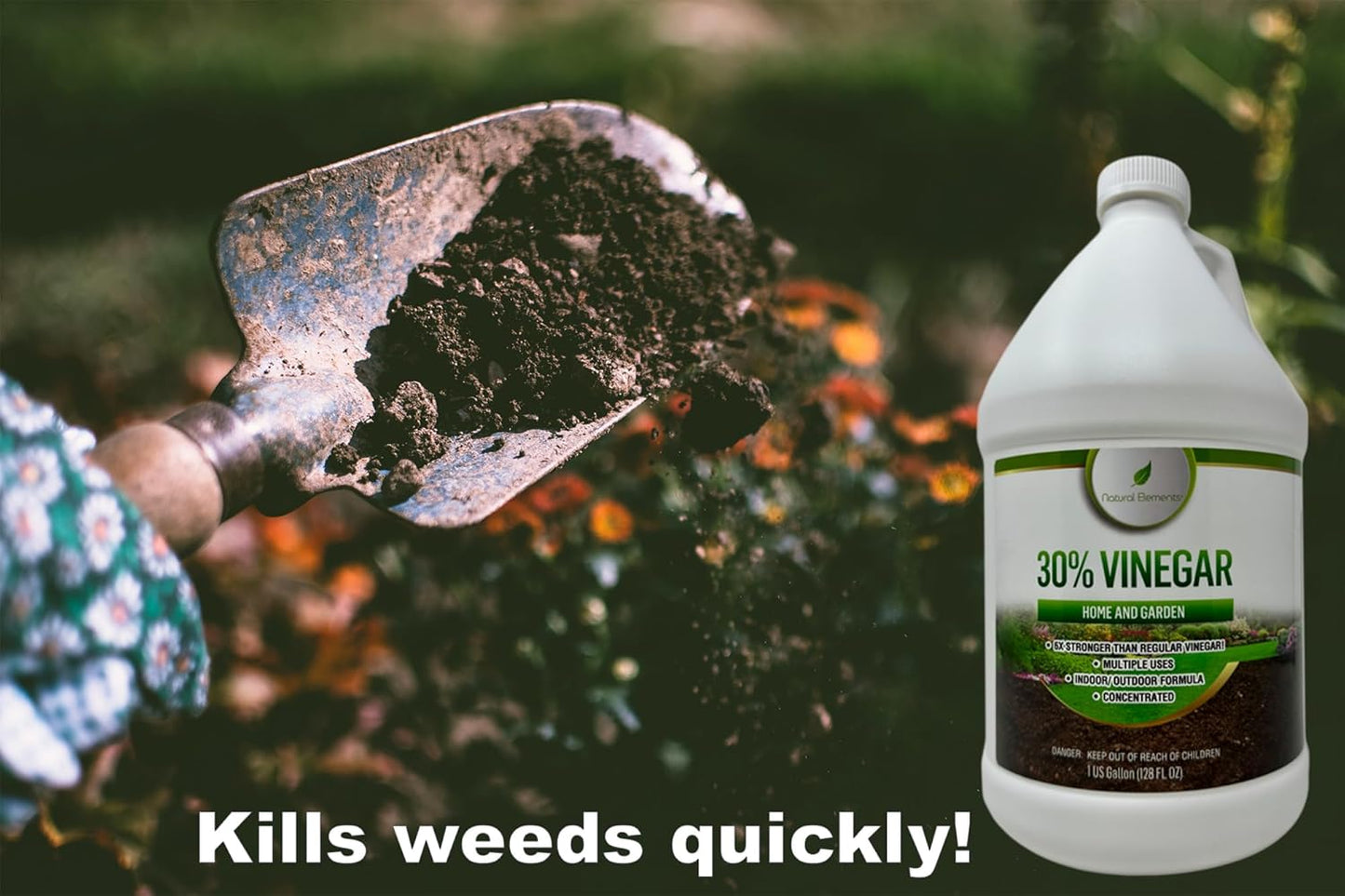 Natural Elements 30% Vinegar | Home & Garden | 6X Cleaning Power | Multiple Uses | 1 Gallon
