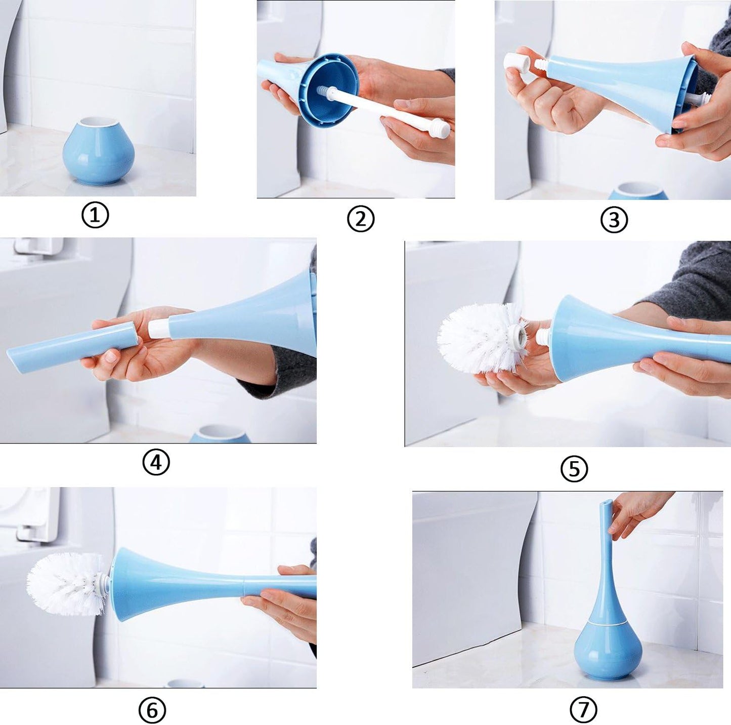 Toilet Brush with Holder, INCHANT Bathroom Detachable Toilet Brush - Blue